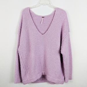 Free People Lavender V-Neck Sweater